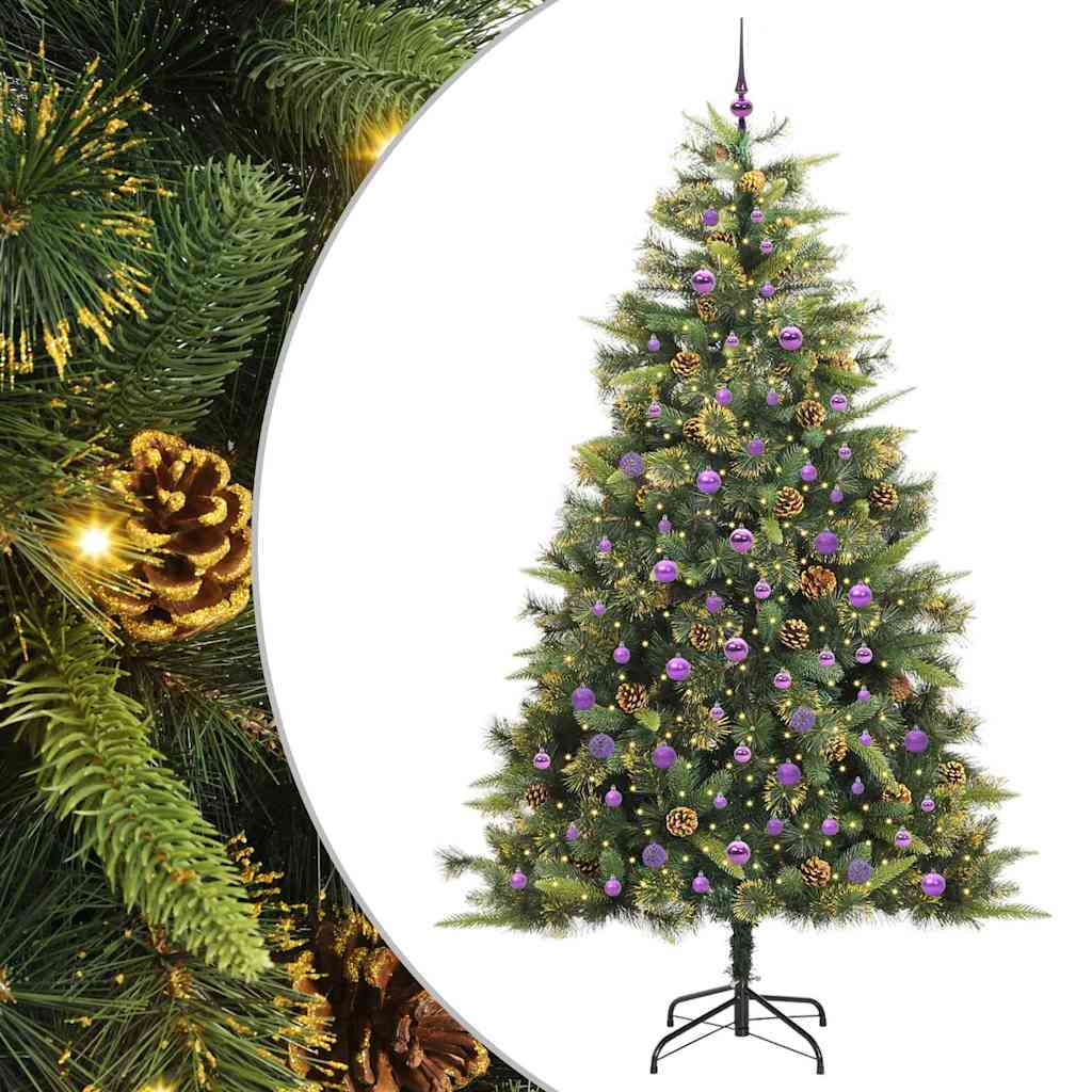 Artificial Hinged Christmas Tree with Cones Green 240 cm